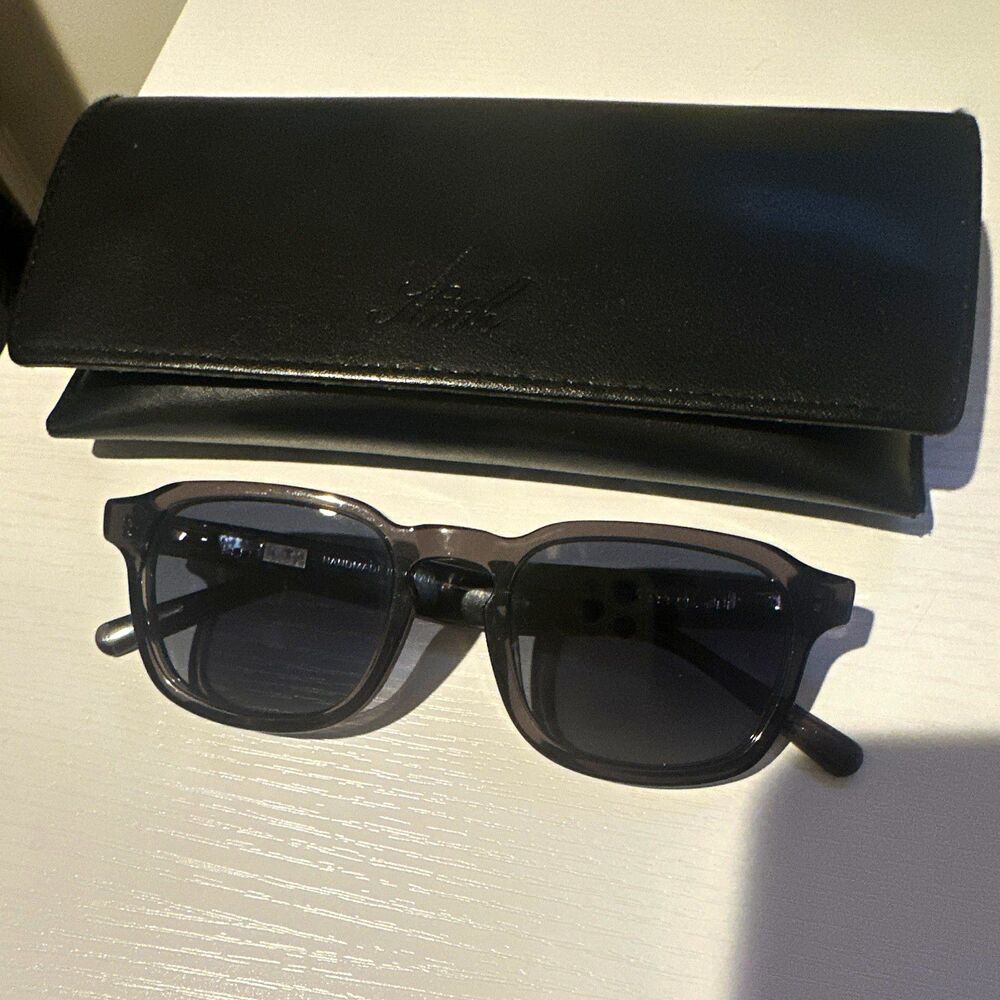 Kith Men's Rectangle Sunglasses Black Plastic Frame Gray Tinted Lenses